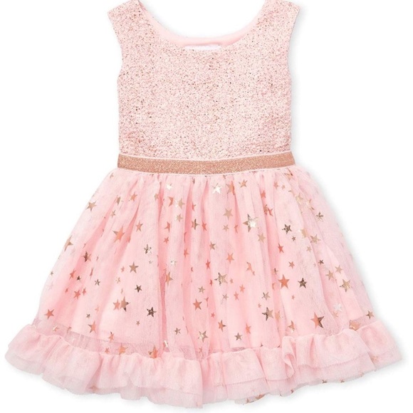 Baby Girls Sleeveless Foil Print Jacquard Dress - Picture 1 of 5